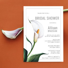 Invitación Elegante Duche de Novia con Lirios de Calla de Mar