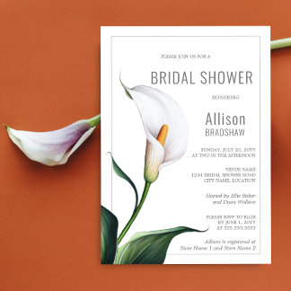 Invitación Elegante Duche de Novia con Lirios de Calla de Mar