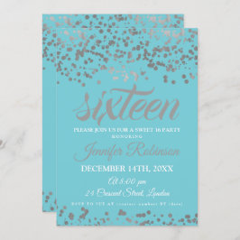 Invitación Elegante dulce 16 Confetti de Relieve metalizado p