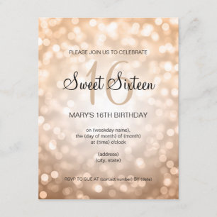 Invitación Elegante dulce 16 luz de Purpurina de cobre de cum