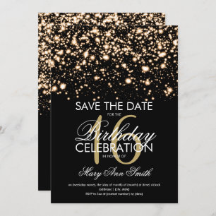 Invitación Elegante dulce 16 "Save The Date" Gold