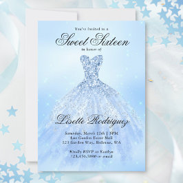 Invitación Elegante dulce azul dieciséis cumpleaños número 16