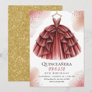 Invitación Elegante dulce de Borgoña 15