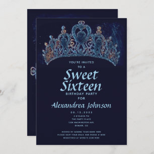 Invitación Elegante dulce de la corona Dieciséis cumpleaños 1