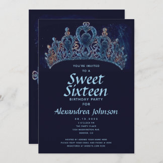 Invitación Elegante dulce de la corona Dieciséis cumpleaños 1