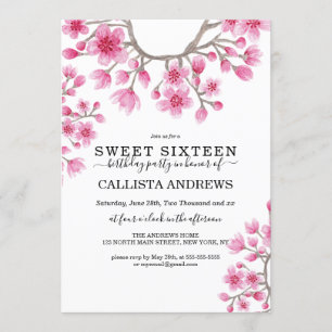 Invitación Elegante dulce floral de flores de cerezo japonés 