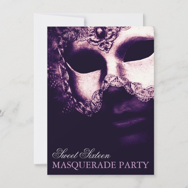 Invitación Elegante dulce morado 16 Fiesta de mascarada invit (Anverso)