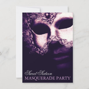 Invitación Elegante dulce morado 16 Fiesta de mascarada invit