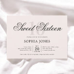 Invitación Elegante dulce rosa de lujo 16<br><div class="desc">Celebra con estilo esta lujosa y elegante invitación Sweet 16. En la parte superior, el título "Dulce Dieciséis" está escrito en un guión elegante, sobreponiendo elegantemente el número 16 en un tipo de letra sérico alto y sofisticado. Este diseño exuda un sentido de opulencia y refinamiento, perfecto para marcar un...</div>