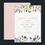 Invitación Elegante dulce Rubor color rosa dulce 16 cumpleaño<br><div class="desc">Esta elegante y dulce invitación de los dieciséis cumpleaños incluye elegantes flores de color de agua rosa y blanco con una sencilla y atemporal combinación de fuentes. Es la invitación perfecta para preparar el escenario para una reunión deliciosa y puede ser modificada para adaptarse a cualquier evento que tenga en...</div>