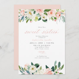 Invitación Elegante dulce Rubor color rosa dulce 16 cumpleaño