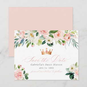 Invitación Elegante dulce Rubor Floral Sweet 16 Guardar la fe