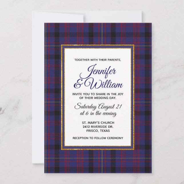 Invitación Elegante Dundonald Tartan Plaid Wedting (Anverso)