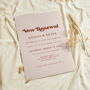 Invitación Elegante durazno retro rosa Renovación de Vow