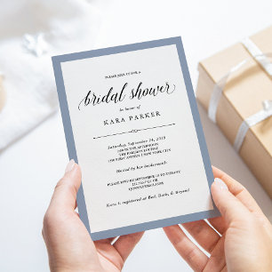 Invitación Elegante   Duste Blue Bridal Shower