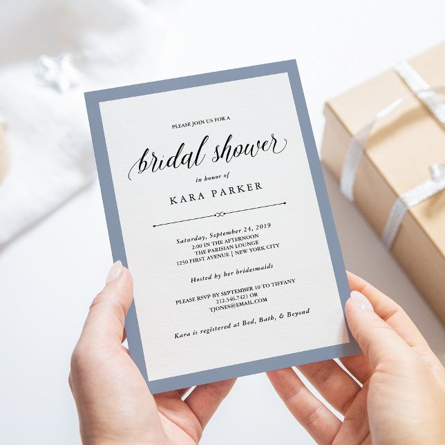 Invitación Elegante | Duste Blue Bridal Shower (Subido por el creador)