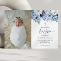 Elegante Dusty Azul Floral Personalizado de imagen