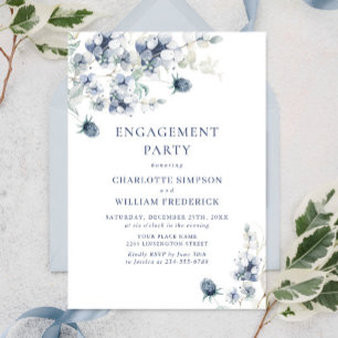 Invitación Elegante Dusty Blue Boho Winter INGAGEMENT PARTY