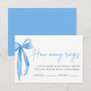 Invitación Elegante Dusty Blue Bow Adivinan Cuántos Anillos