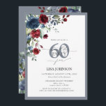 Invitación Elegante Dusty Blue & Burgundy Floral 60 cumpleaño<br><div class="desc">Saluda tu estilo 60 con este magnífico y elegante guión floral azul y borgoñés Invitación a los 60 años! Con un exquisito ramo de flores polvorientas azules y burdeos y vegetación botánica, esta lujosa tarjeta le da el tono perfecto para su celebración especial. La elegante caligrafía con letras a mano...</div>
