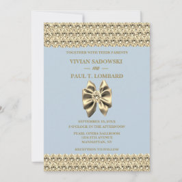 Invitación Elegante Dusty Blue Diamond & Gold Boda