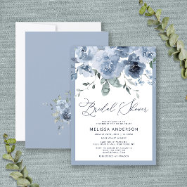 Invitación Elegante Dusty Blue Floral Bridal Shower Invitació
