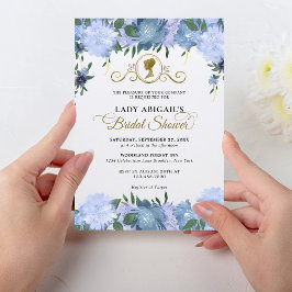 Invitación Elegante Dusty Blue Floral Victoriana Bridal Showe