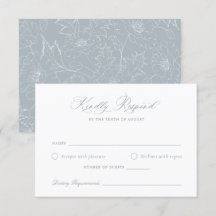 Elegante Dusty Blue Floral Wreath Wedding RSVP Car