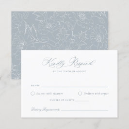 Invitación Elegante Dusty Blue Floral Wreath Wedding RSVP Car