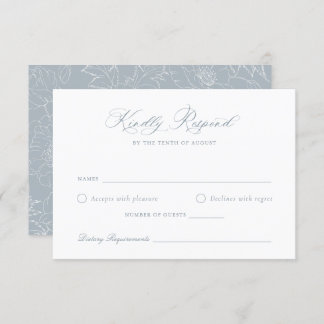 Invitación Elegante Dusty Blue Floral Wreath Wedding RSVP Car