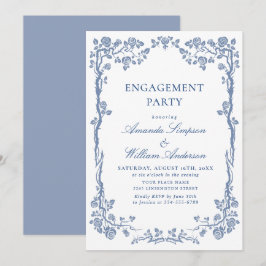 Invitación Elegante Dusty Blue French Garden PAREMENT
