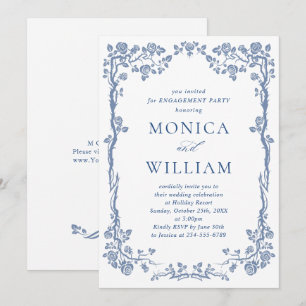 Invitación Elegante Dusty Blue French Garden PAREMENT