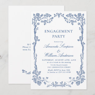 Invitación Elegante Dusty Blue French Garden PAREMENT