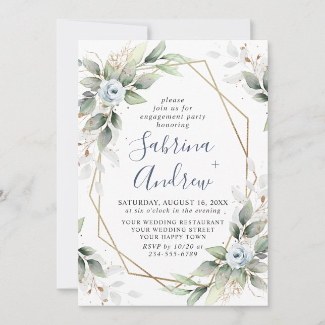 Invitación Elegante Dusty Blue Greeneration PAREMENT (Anverso)