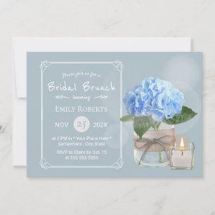 Invitación Elegante Dusty Blue Hydrangea Bridal Shower Brunch