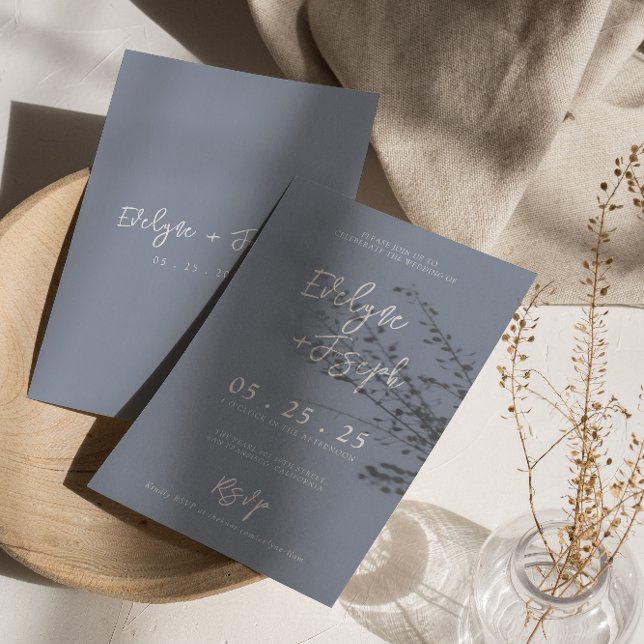 Invitación Elegante Dusty Blue Minimal Boho Rsvp Boda (Subido por el creador)