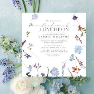 Invitación Elegante Dusty Blue Wildflower Bridesmaid Luncheon