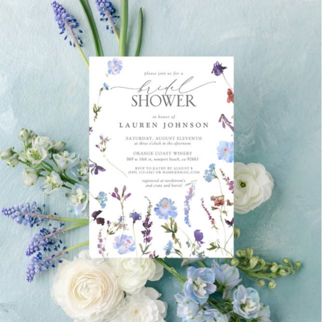 Invitación Elegante Dusty Blue Wildflower Floral Bridal Showe (Subido por el creador)
