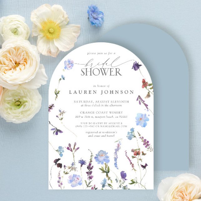 Invitación Elegante Dusty Blue Wildflower Floral Bridal Showe (Subido por el creador)