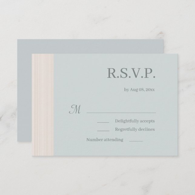 Invitación Elegante Dusty Blue Wood Grain Stripes Wedding RSV (Anverso / Reverso)