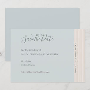 Invitación Elegante Dusty Blue WoodGrain Save The Date Boda