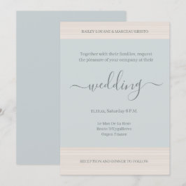 Invitación Elegante Dusty Blue WoodGrain Stripes Boda de Moda