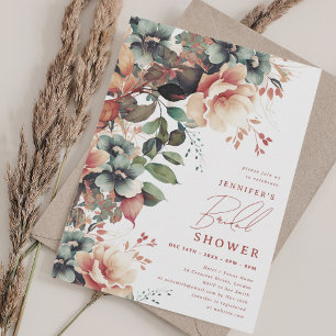 Invitación Elegante Dusty Fall Otoño Floral Bridal Shower