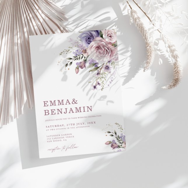 Invitación Elegante Dusty Mauve & Lavender Boda Floral (Subido por el creador)