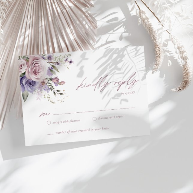 Invitación Elegante Dusty Mauve & Lavender Wedding RSVP (Subido por el creador)
