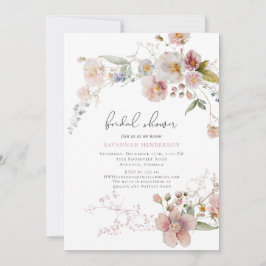 Invitación Elegante Dusty Pink Garden Floral Bridal Shower