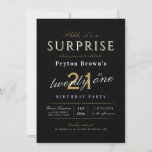 Invitación Elegante e elegante invitada de cumpleaños 21<br><div class="desc">La moderna y elegante invitación de cumpleaños sorpresa incluye escritura y tipografía elegantes con detalles fiestas en blanco sofisticado,  negro y oro,  simple y elegante,  Ideal para fiestas de 21 años o cualquier otra edad, </div>