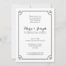 Invitación Elegante edad de jazz Boda blanco y negro Annivers