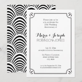 Invitación Elegante edad de jazz Boda blanco y negro Annivers