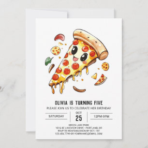Invitación Elegante Editable Pizza Cumpleaños